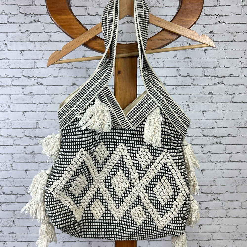Chic Black and White Patterned Tote Bag